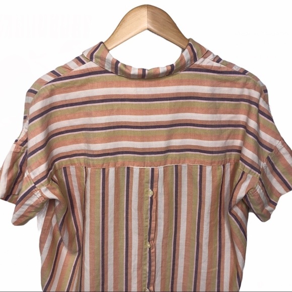 Madewell Courier Rainbow Stripe Button Back Shirt Size XS Style AL977 - Picture 6 of 7